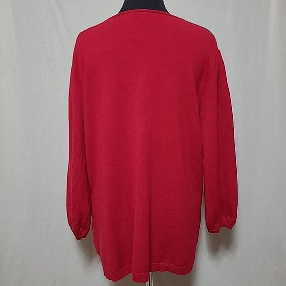Lane Bryant Crystal Embellished Sweater Womens 18 20 Balloon Sleeve Stretch Red - Picture 3 of 10